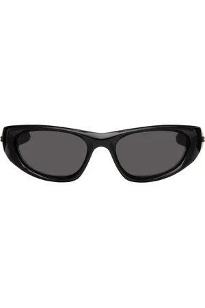 Bottega Veneta Black Wrapped Sport Acetate Sunglasses