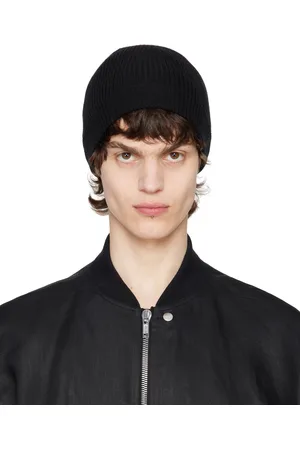 Rick Owens Black Hollywood Ribbed Beanie