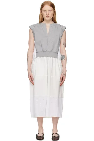 3.1 Phillip Lim Gray & White Rolled Sleeve Midi Dress