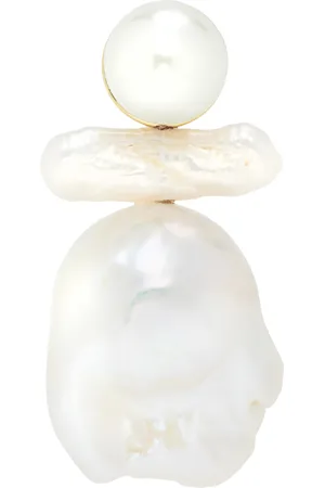Simone Rocha White Stacked Baroque Stud Single Earring