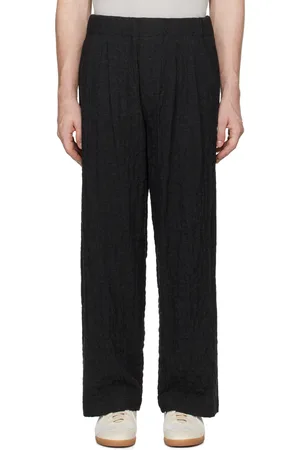 Document Gray Wool Cotton Tucked Easy Trousers