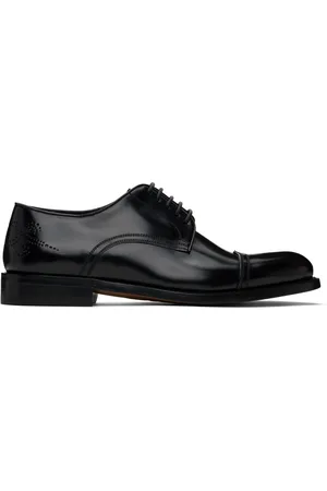 Salvatore Ferragamo Black Toe Cap Derbys