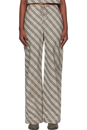 Burberry Taupe Check Cotton Pyjama Trousers