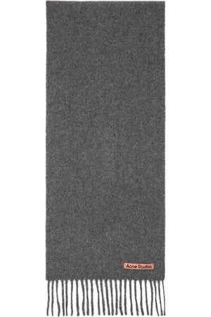 Acne Studios Gray Skinny Fringe Wool Scarf