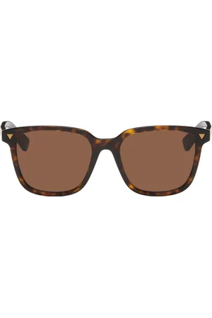 Bottega Veneta Brown Soft Recycled Acetate Square Sunglasses