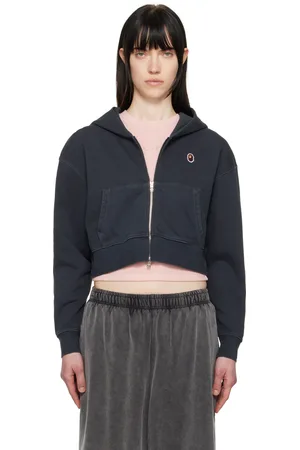 BAPE Pigment Dyed One Point Cropped Zip Hoodie