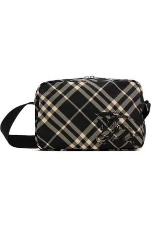 Burberry Black & Off-White Check Crossbody Bag