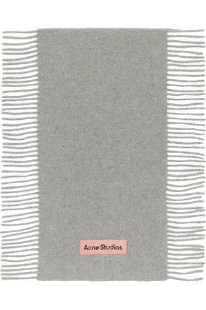 Acne Studios Gray Fringe Wool Scarf