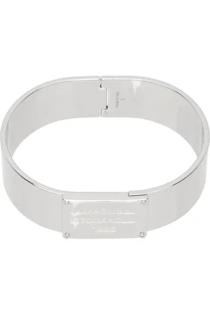 Acne Studios Silver Engraved Logo Bracelet