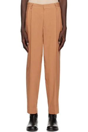 DRIES VAN NOTEN Tan Pleated Trousers