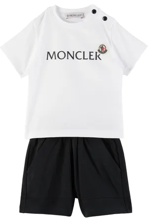 Moncler Baby White & Black Logo Jersey T-shirt & Shorts Set