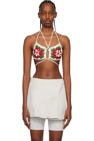 Kijun Off-White Flower Bra
