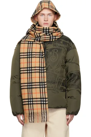 Burberry Beige Check Cashmere Hooded Scarf