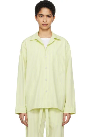 Tekla SSENSE Exclusive Green AURALEE Edition Cotton Poplin Pyjama Shirt