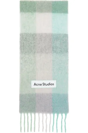 Acne Studios Blue & Green Mohair Checked Scarf