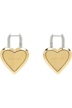 Givenchy Gold & Silver Heart Lock Earrings