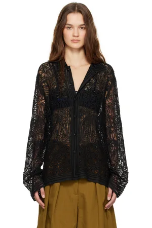 BODE Black Blooming Threadwork Shirt