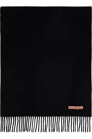 Acne Studios Black Oversized Fringe Wool Scarf