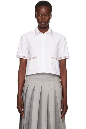 Thom Browne White Drop Back Cropped Shirt
