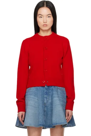 Ami Red Wool Knit Ami de Coeur Crewneck Cardigan