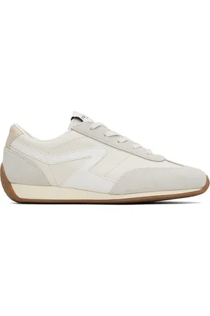 RAG&BONE White Slim Suede Retro Runner Sneakers
