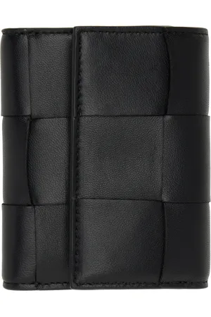 Bottega Veneta Black Trifold Zip Wallet