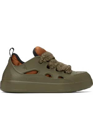 Lanvin Green & Taupe Curb Color-Block Rubber Sneakers