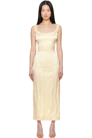 MAGDA BUTRYM Off-White Round Neck Midi Dress