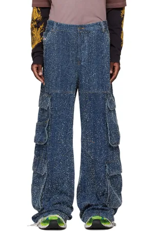 Diesel Blue Straight 1996 D-Sire 0pgah Denim Cargo Pants