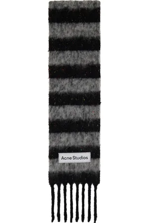Acne Studios Black & Gray Narrow Stripe Alpaca Scarf