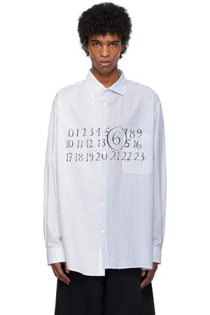 Maison Margiela White & Blue Numeric Asymmetric Shirt