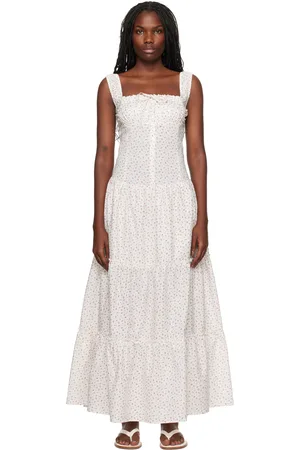 Frankies Bikinis White Christabelle Floral Ruffle Maxi Dress