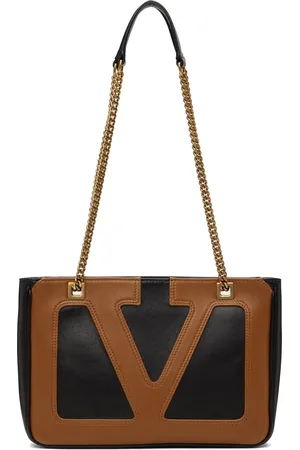 VALENTINO GARAVANI Black & Brown Viva Superstar Small Nappa Leather Shopping Bag
