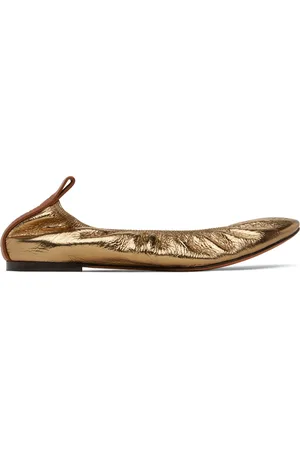 Lanvin Metallic Leather Ballerina Flats