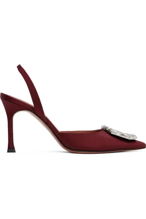 Amina Muaddi Burgundy Camelia Sling 90 Heels