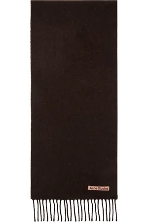 Acne Studios Brown Skinny Fringe Wool Scarf