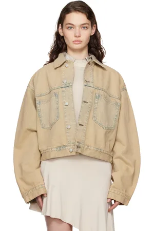 Acne Studios Beige & Blue Oversized Cropped Fit Denim Jacket