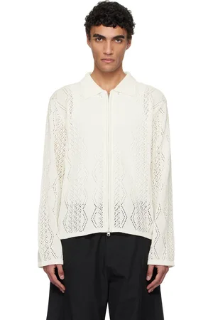 AMOMENTO Crochet Zip-Up Cardigan