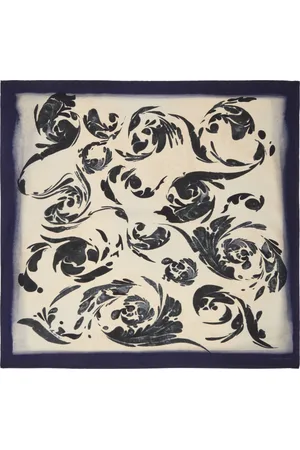 DRIES VAN NOTEN Off-White & Navy Printed Silk Scarf