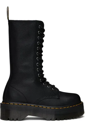 Dr. Martens Black 1B99 Pisa Leather Mid Calf Lace Up Boots