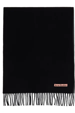 Acne Studios Black Narrow Fringe Wool Scarf
