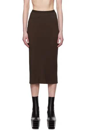 Rick Owens Brown Hollywood Knee Bias Midi Skirt