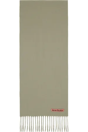 Acne Studios Green Skinny Fringe Wool Scarf