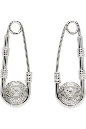 VERSACE Silver Safety Pin Earrings
