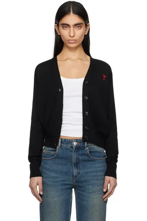 Ami Black Wool Ami de Coeur Cardigan