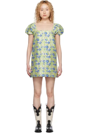 Ganni Gray Floral Minidress