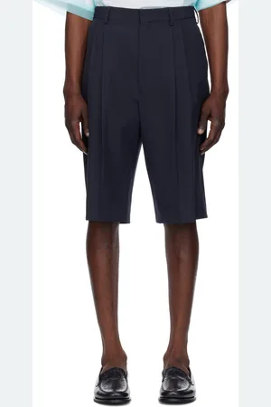 DRIES VAN NOTEN Navy Tailored Wool Shorts