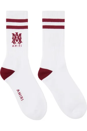 AMIRI White & Red MA Stripe Socks