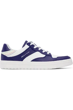Paul Smith White & Blue Liston Leather Sneakers