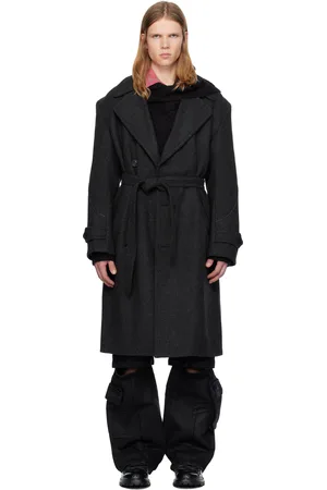 Andersson Bell Gray Rovy Double-Breasted Herringbone Trench Coat